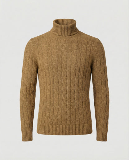 Maglione Uomo a Collo Alto in Maglia a Coste