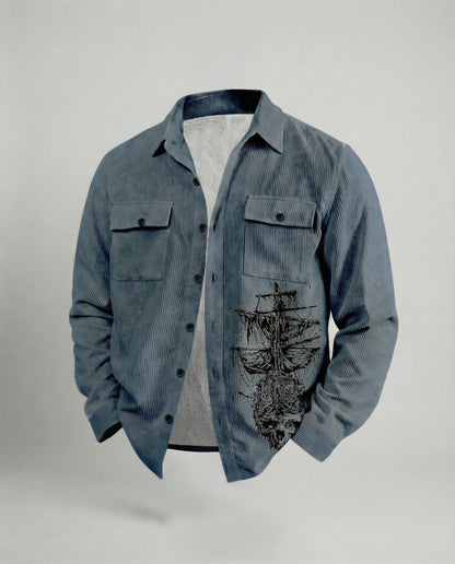 Camicia Uomo in Velluto Manica Lunga Casual