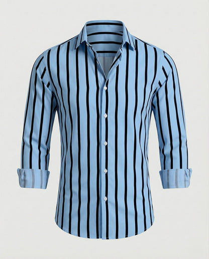 Camicia Uomo a Righe Colletto Kent Slim Fit