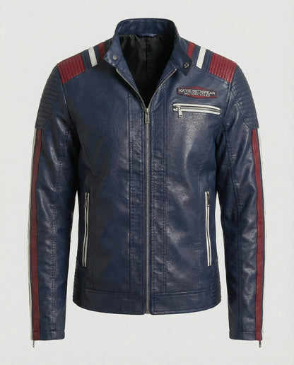 Giacca Uomo in Pelle Stile Biker Slim
