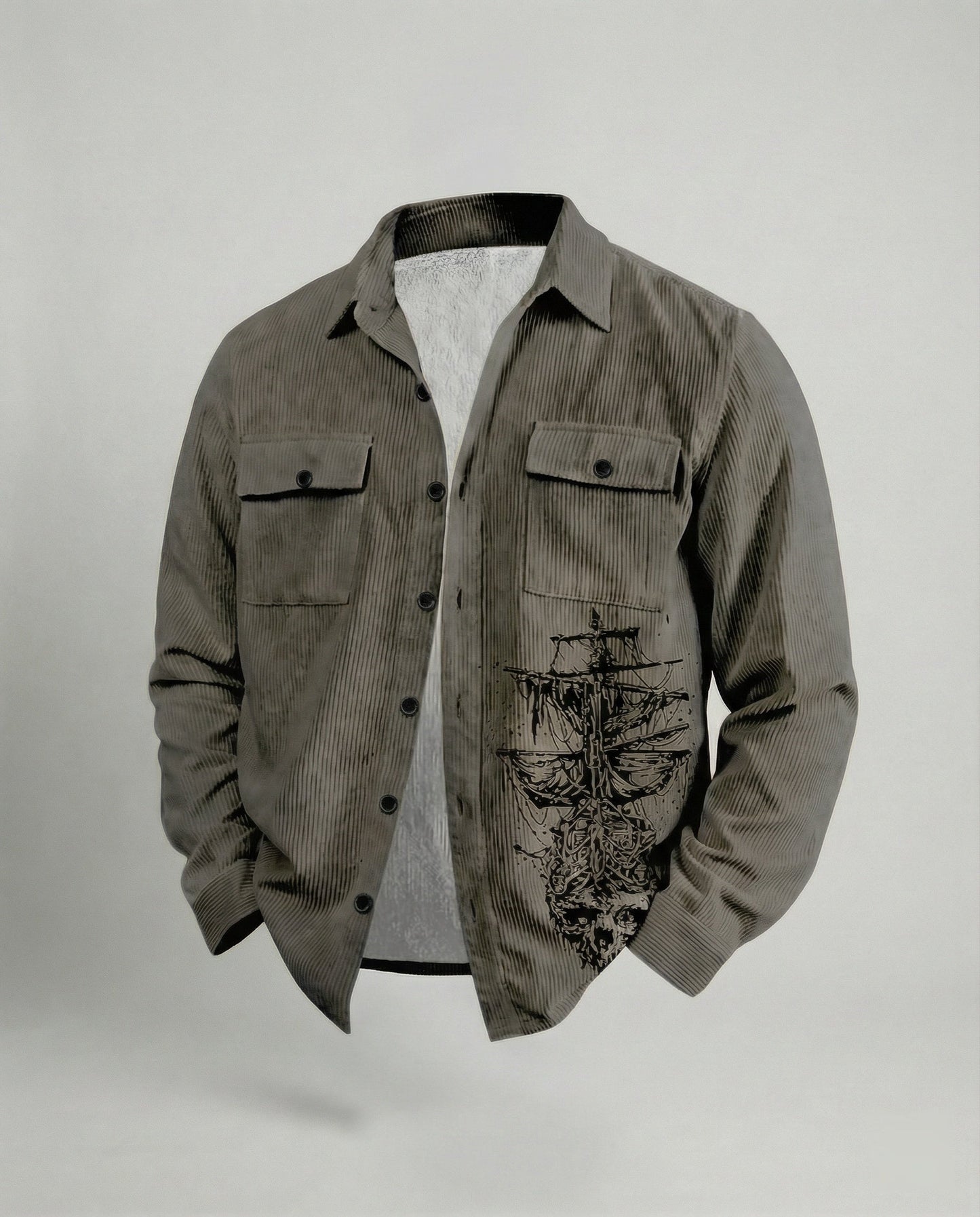Camicia Uomo in Velluto Manica Lunga Casual