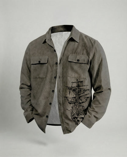 Camicia Uomo in Velluto Manica Lunga Casual