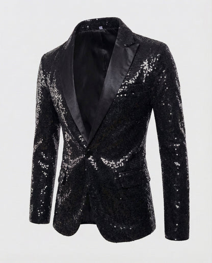 Blazer Uomo Paillettes Elegante Slim Fit