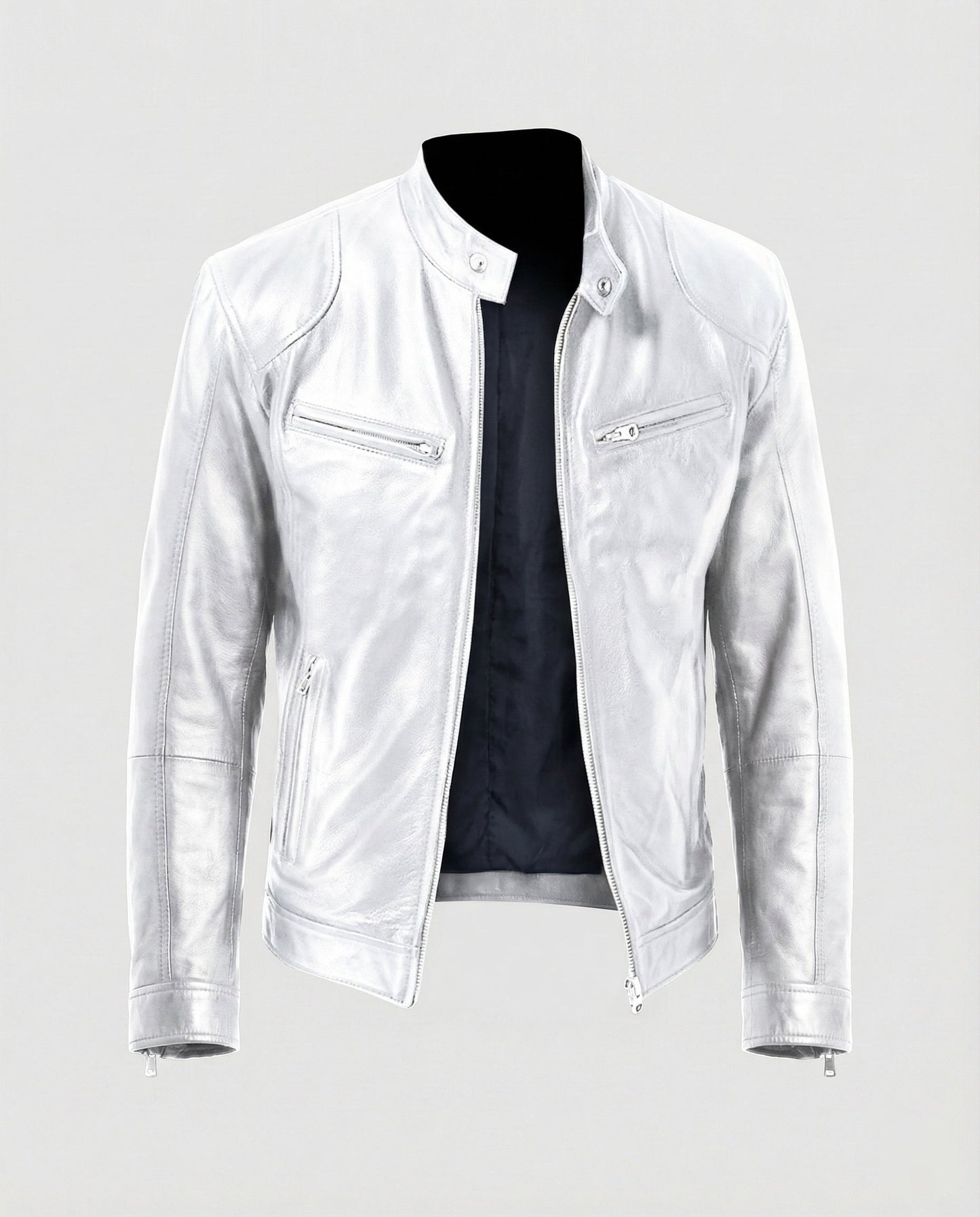 Giacca Moto Uomo in Pelle Slim Fit