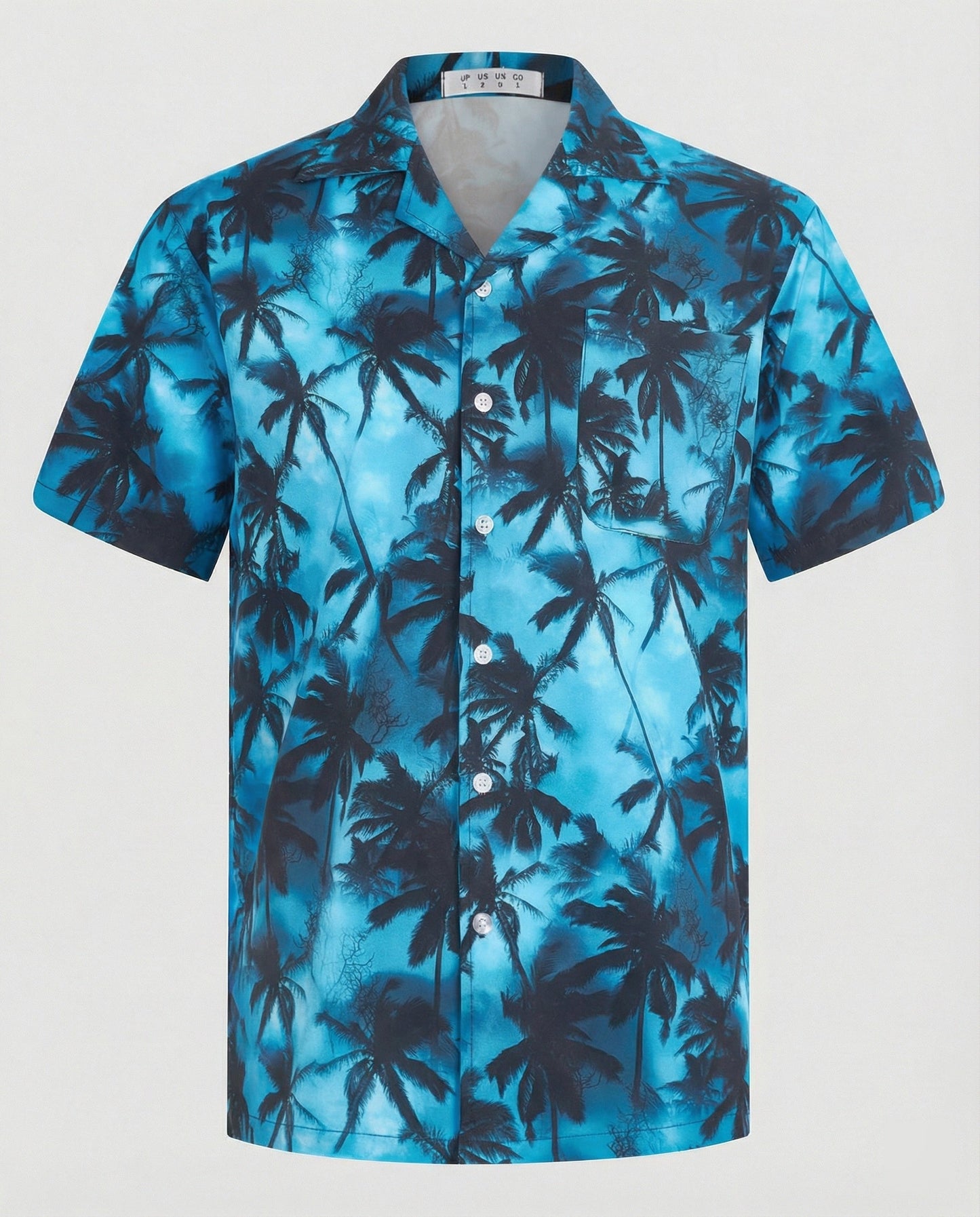Camicia Uomo Manica Corta Cotone Stampa Palme