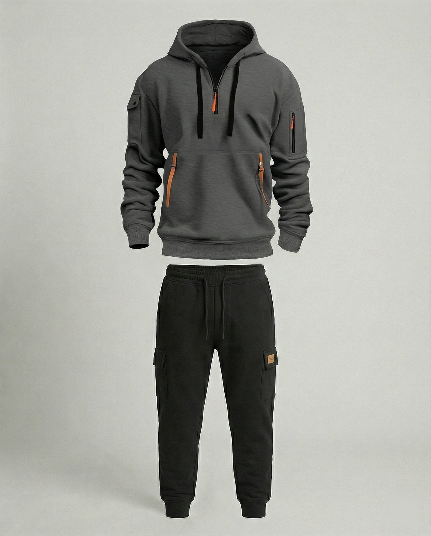 Completo Uomo Felpa con Cappuccio e Pantaloni Sportivi Tecnici