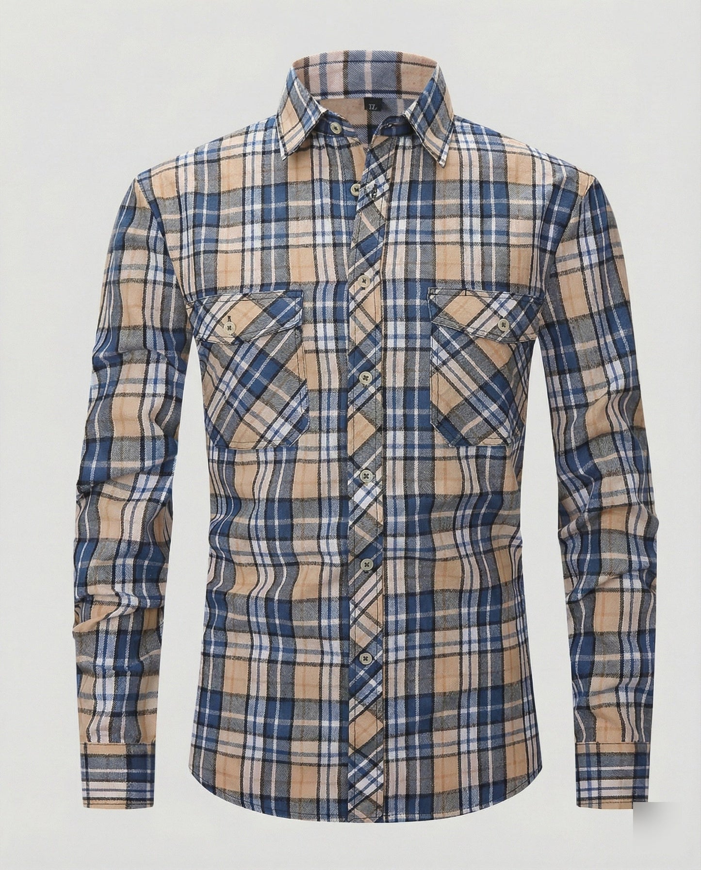 Camicia Uomo Manica Lunga Fantasia Quadri Collo Kent