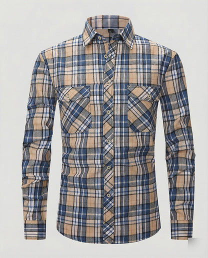 Camicia Uomo Manica Lunga Fantasia Quadri Collo Kent
