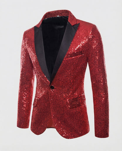 Blazer Uomo Paillettes Elegante Slim Fit