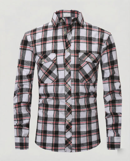 Camicia Uomo Manica Lunga Fantasia Quadri Collo Kent