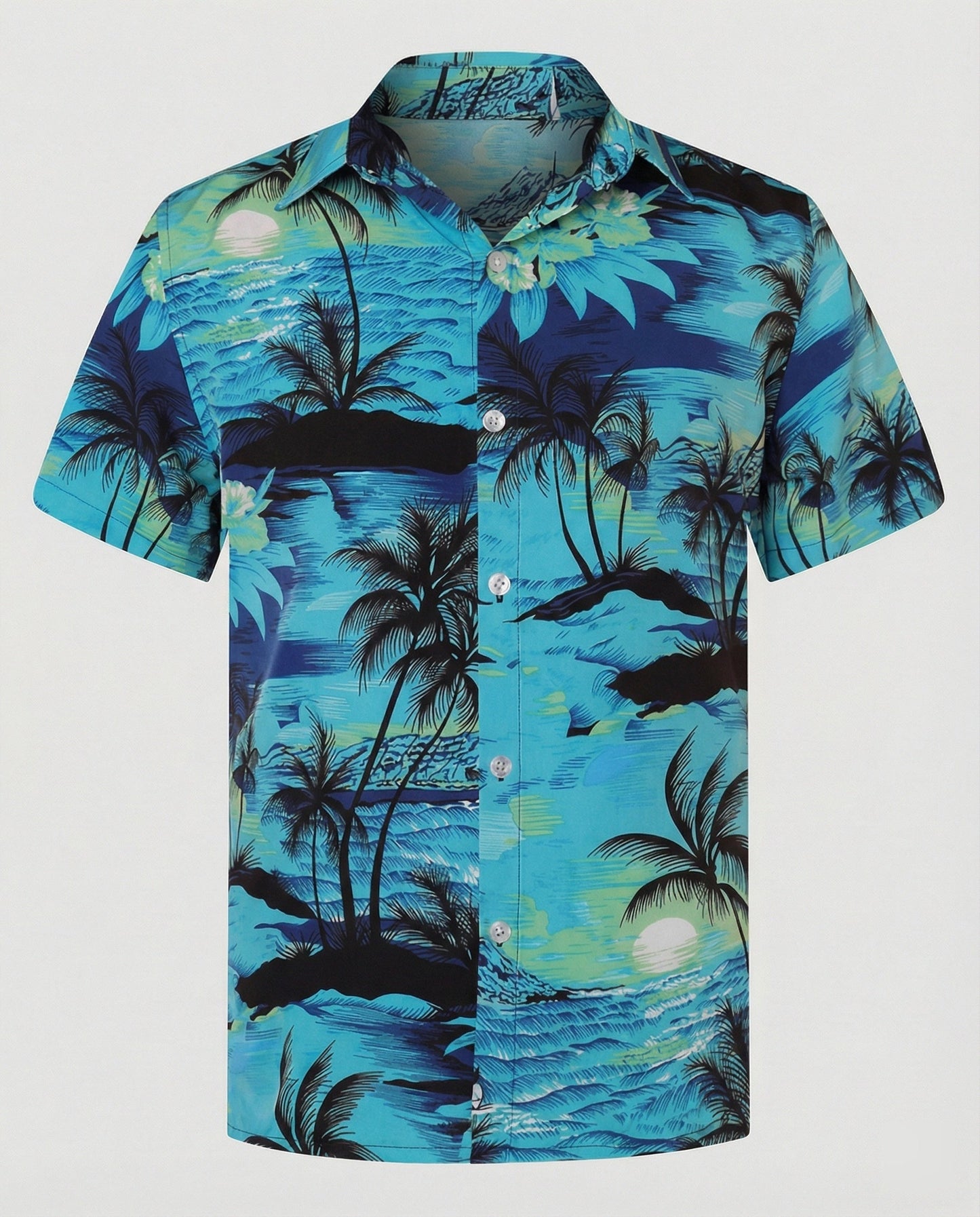 Camicia Uomo Manica Corta Cotone Stampa Palme