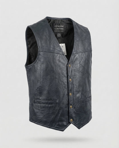 Gilet Biker Uomo in Pelle Slim Fit