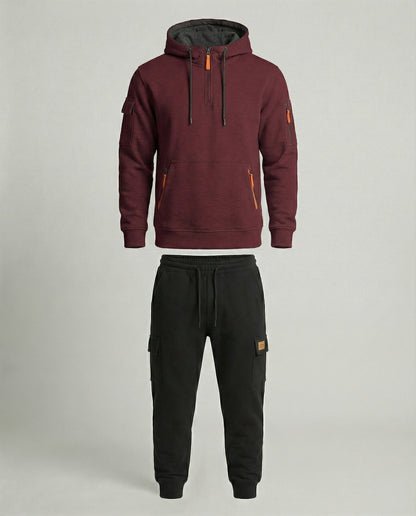 Completo Uomo Felpa con Cappuccio e Pantaloni Sportivi Tecnici