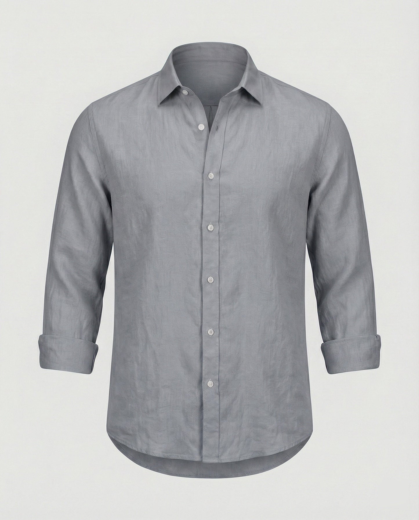 Camicia Uomo Lino Collo Coreano Manica Lunga