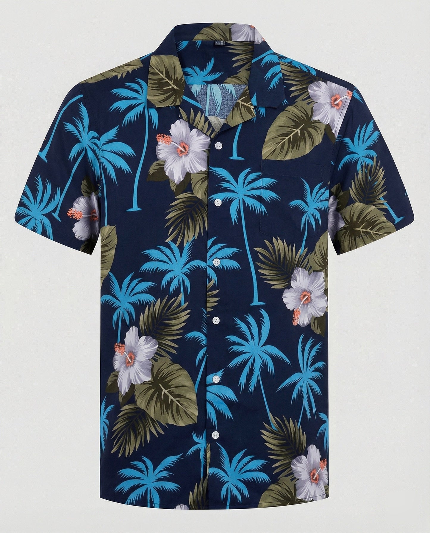Camicia Uomo Manica Corta Cotone Stampa Palme