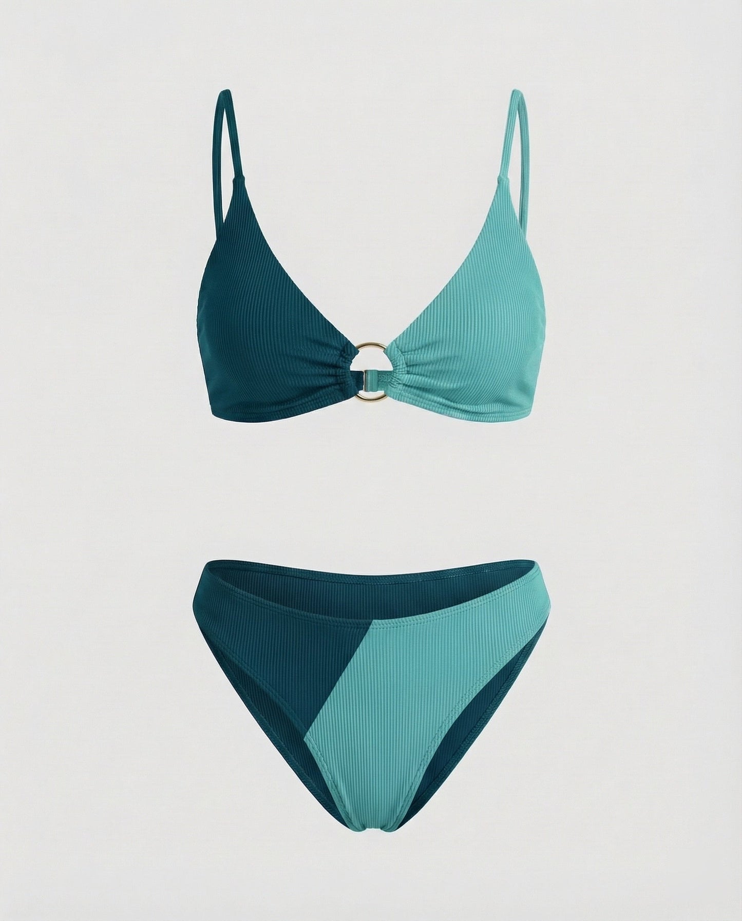 Bikini Donna in Maglia Costina con Anello Decorativo