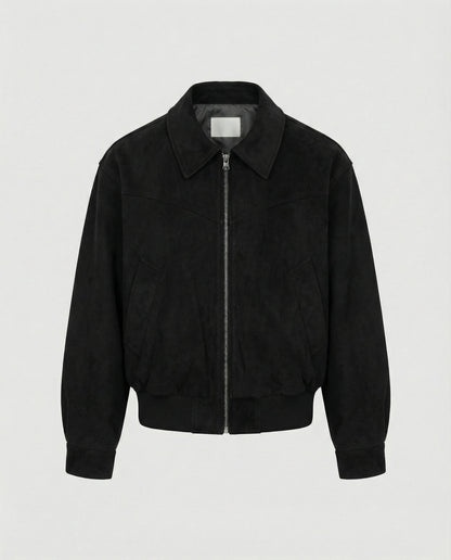 Bomber Uomo in Pelle Scamosciata Vestibilità Regular