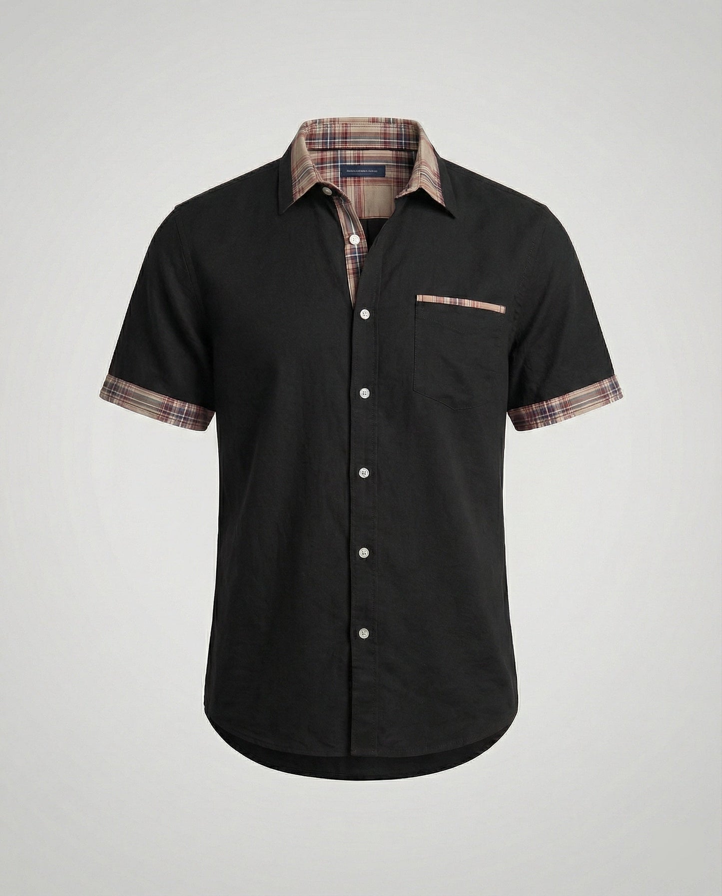 Camicia Uomo Manica Corta Fantasia Quadri Casual