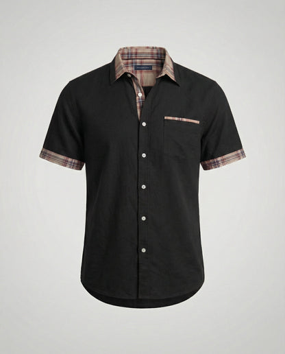 Camicia Uomo Manica Corta Fantasia Quadri Casual