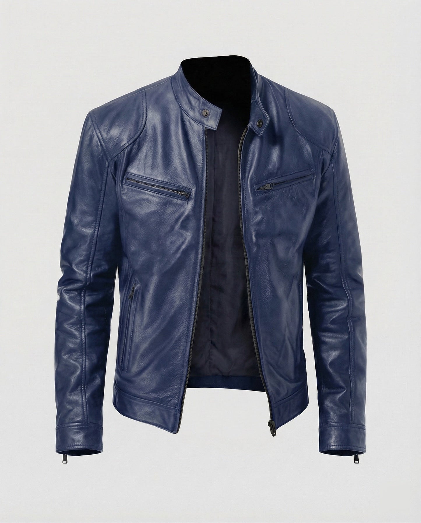 Giacca Moto Uomo in Pelle Slim Fit