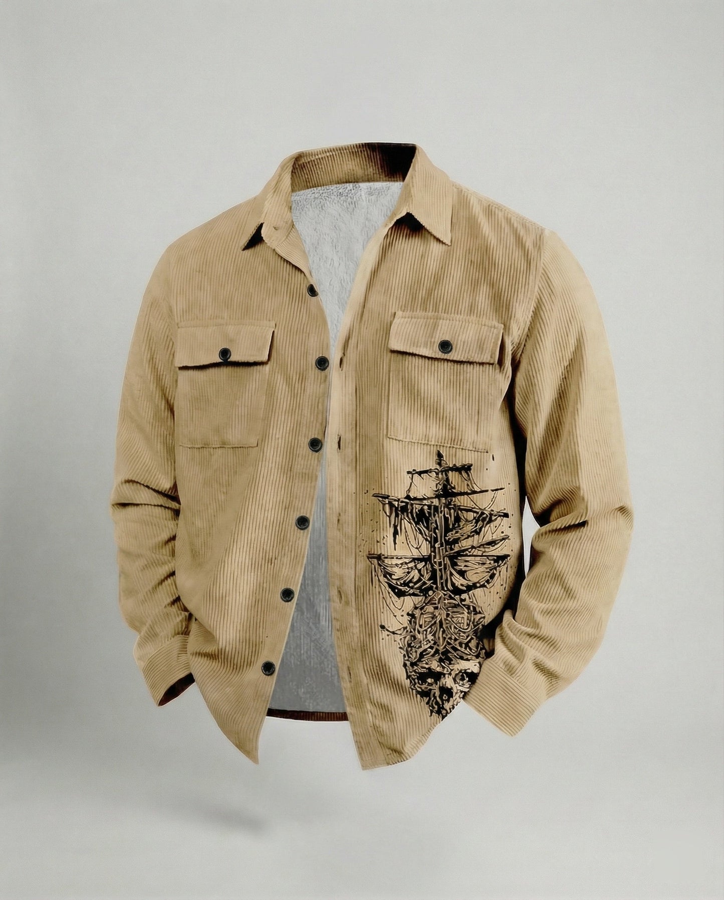 Camicia Uomo in Velluto Manica Lunga Casual
