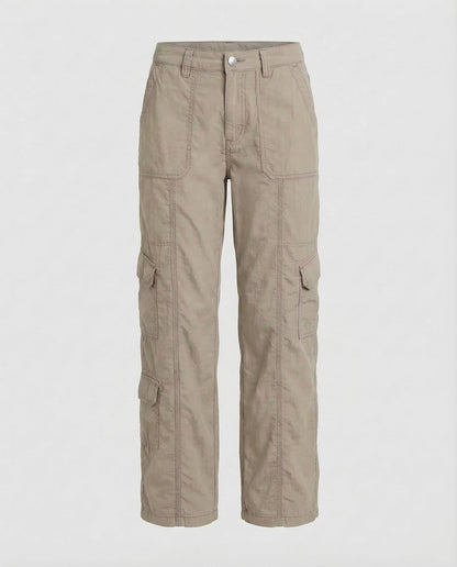 Pantaloni Cargo Donna Bassi con Cuciture Decorative