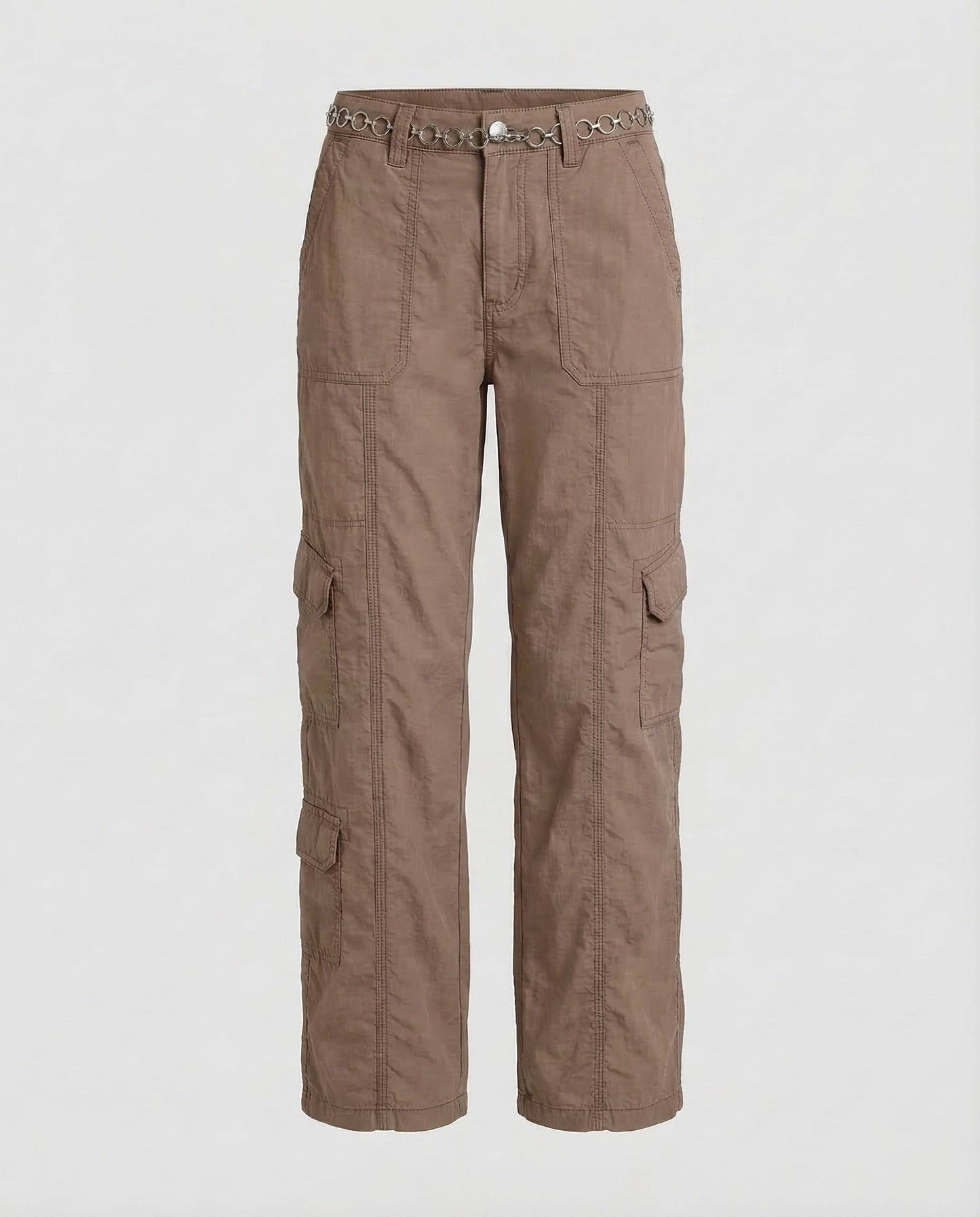 Pantaloni Cargo Donna Bassi con Cuciture Decorative