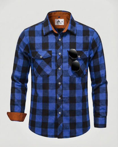 Camicia Uomo Flanella Quadri Vestibilità Comoda