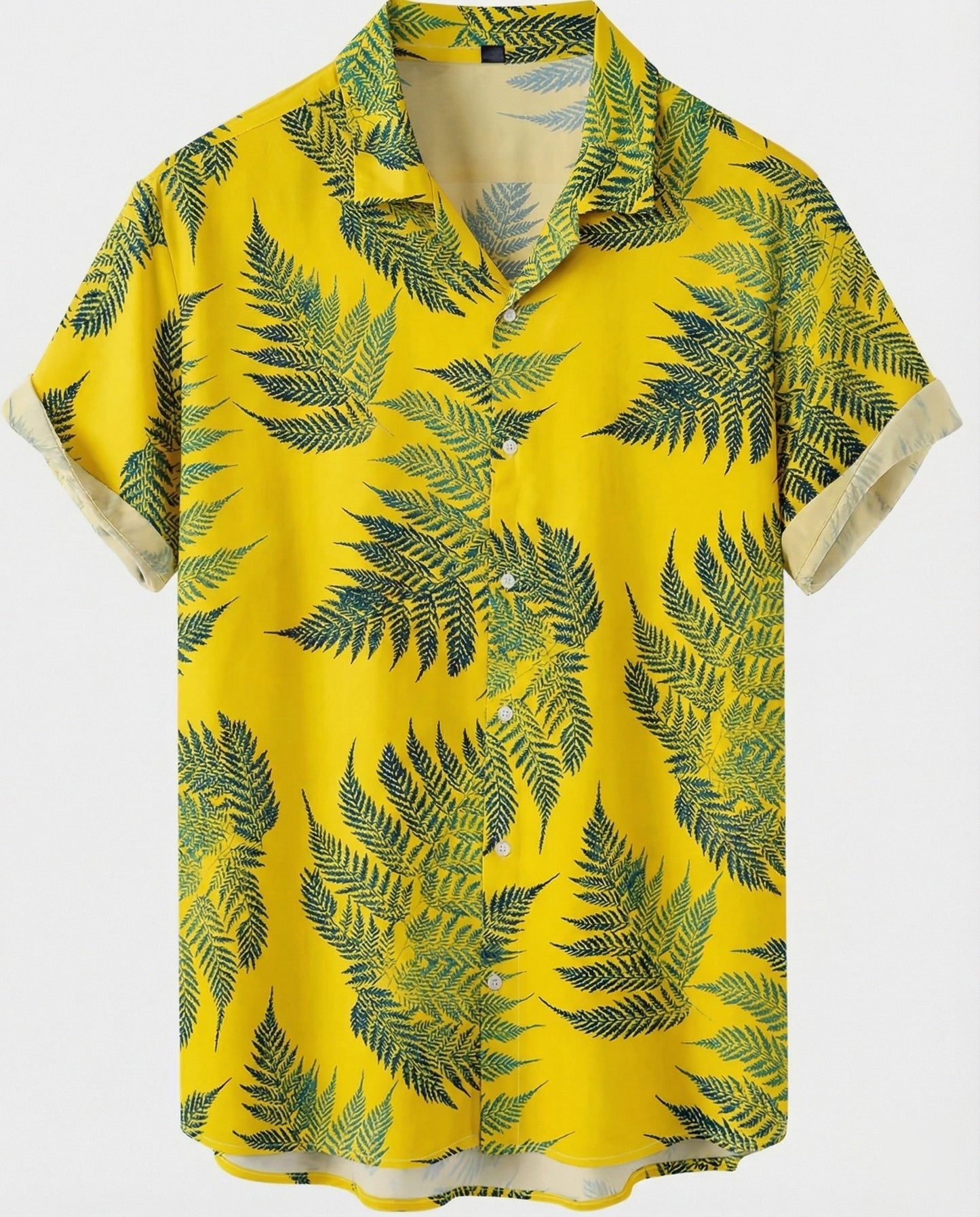 Camicia Uomo Manica Corta Cotone Stampa Palme