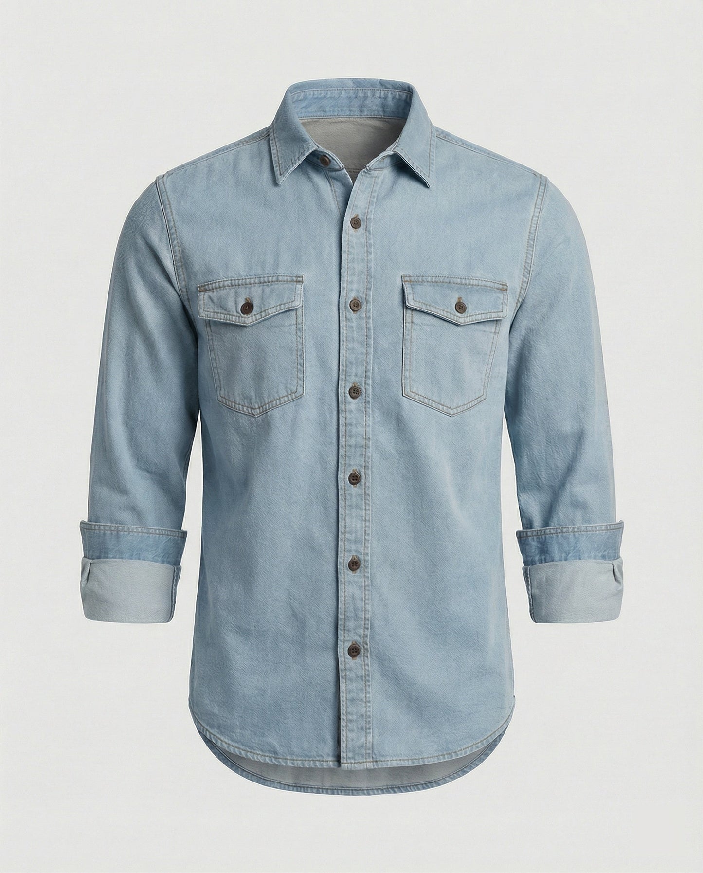 Camicia Uomo in Jeans con Tasche sul Petto Regular Fit