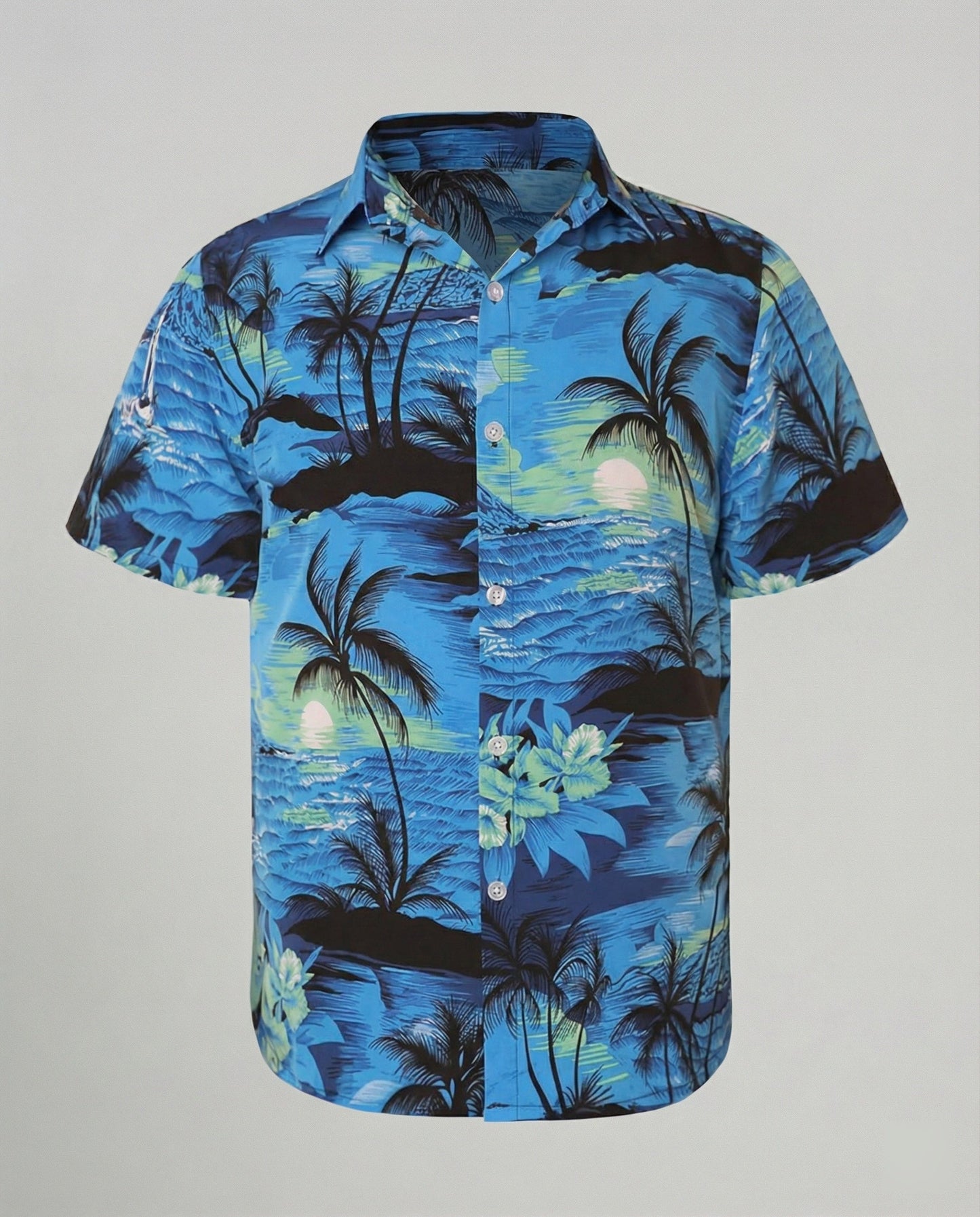 Camicia Uomo Manica Corta Cotone Stampa Palme