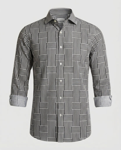 Camicia Uomo Business Manica Lunga Rigata Slim Fit