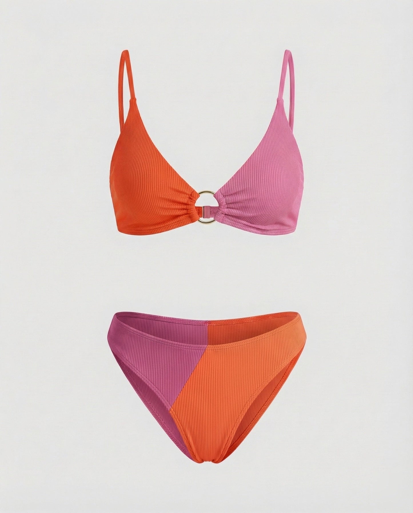Bikini Donna in Maglia Costina con Anello Decorativo
