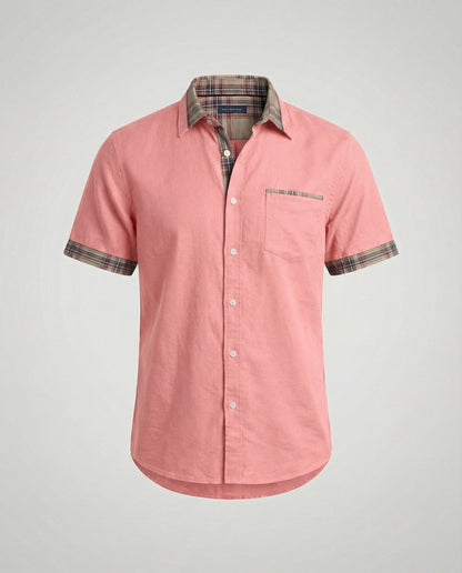 Camicia Uomo Manica Corta Fantasia Quadri Casual