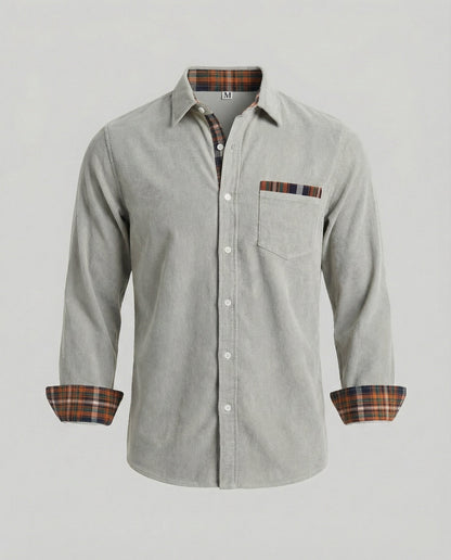 Camicia Uomo in Velluto a Coste Manica Lunga Casual
