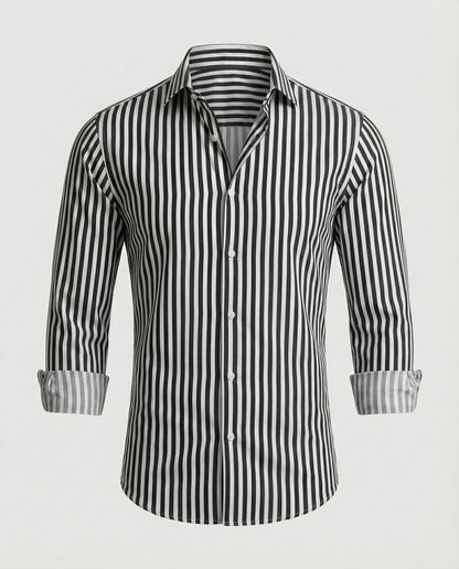 Camicia Uomo a Righe Colletto Kent Slim Fit