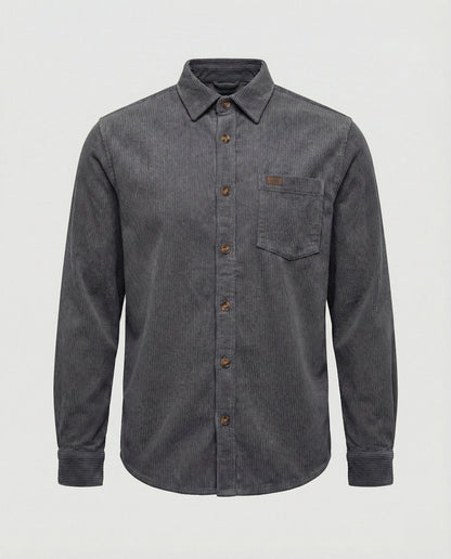Camicia Uomo in Velluto con Taschino Sul Petto