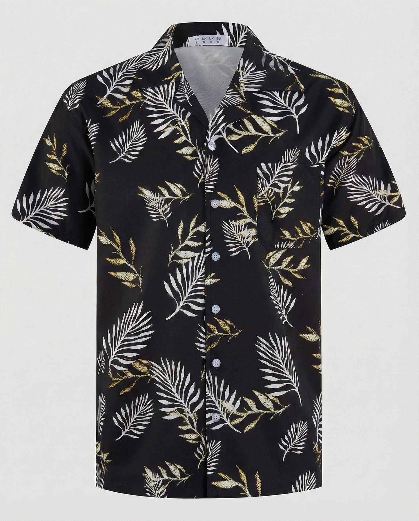 Camicia Uomo Manica Corta Cotone Stampa Palme