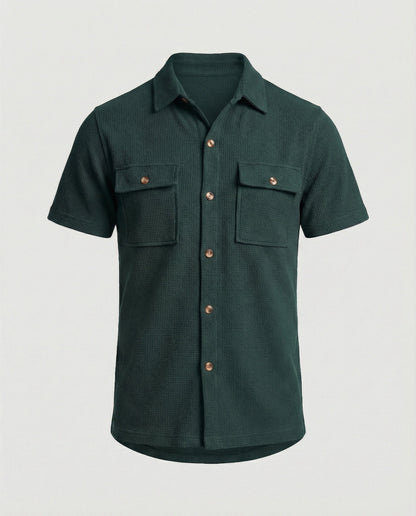 Camicia Uomo Manica Corta in Tessuto a Struttura