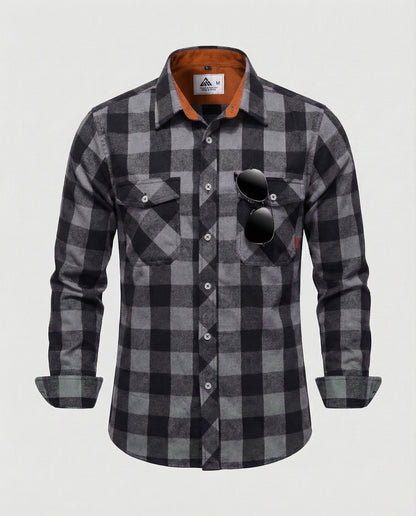 Camicia Uomo Flanella Quadri Vestibilità Comoda