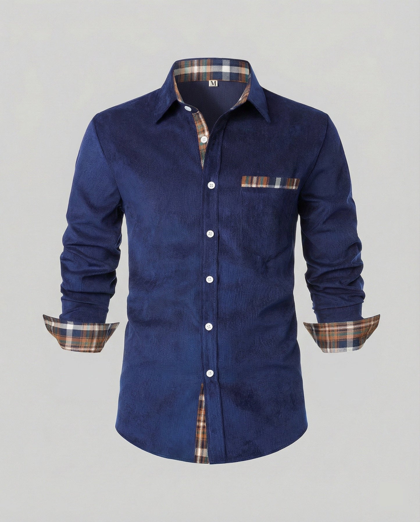 Camicia Uomo in Velluto a Coste Manica Lunga Casual