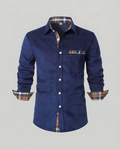 Camicia Uomo in Velluto a Coste Manica Lunga Casual