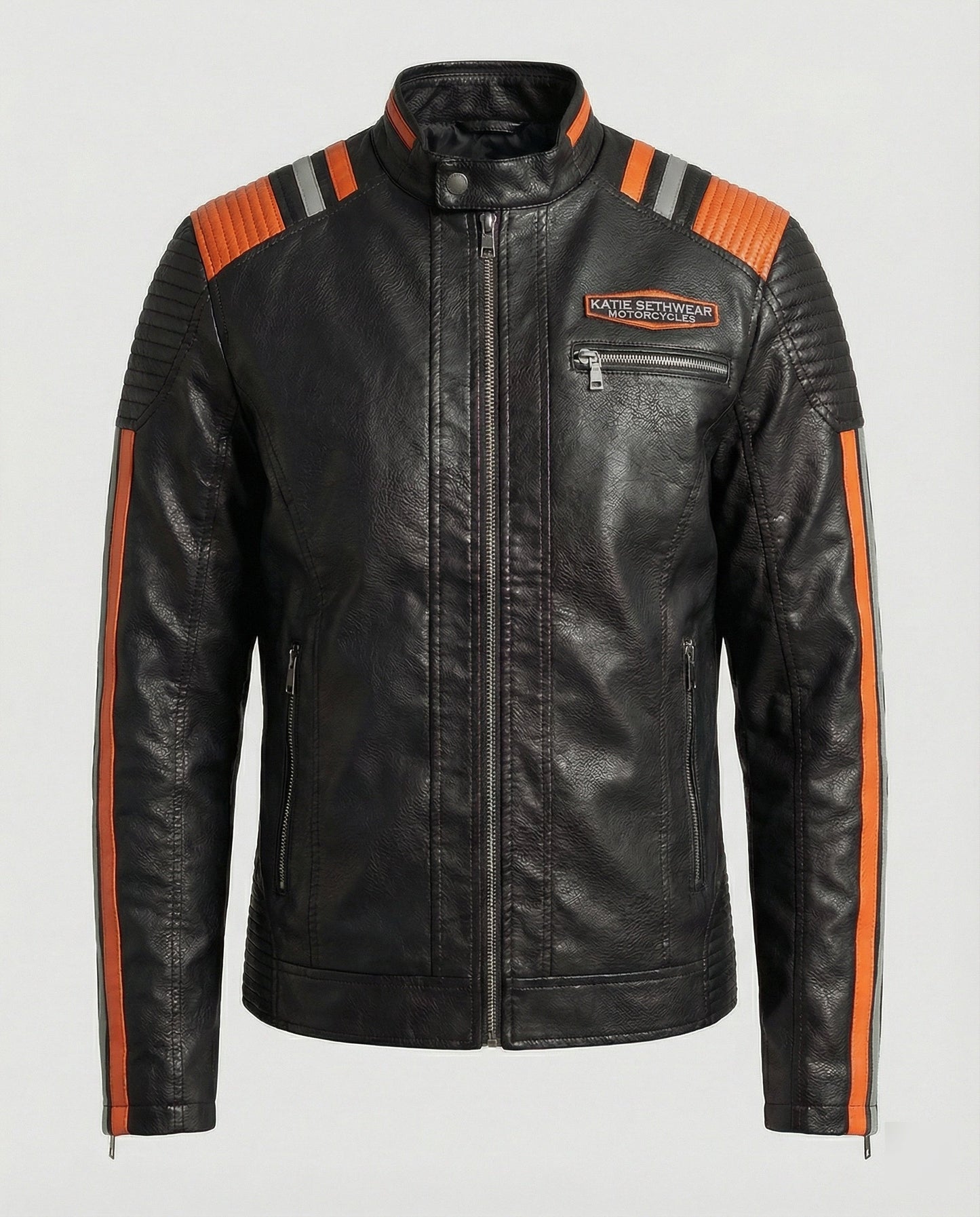 Giacca Uomo in Pelle Stile Biker Slim