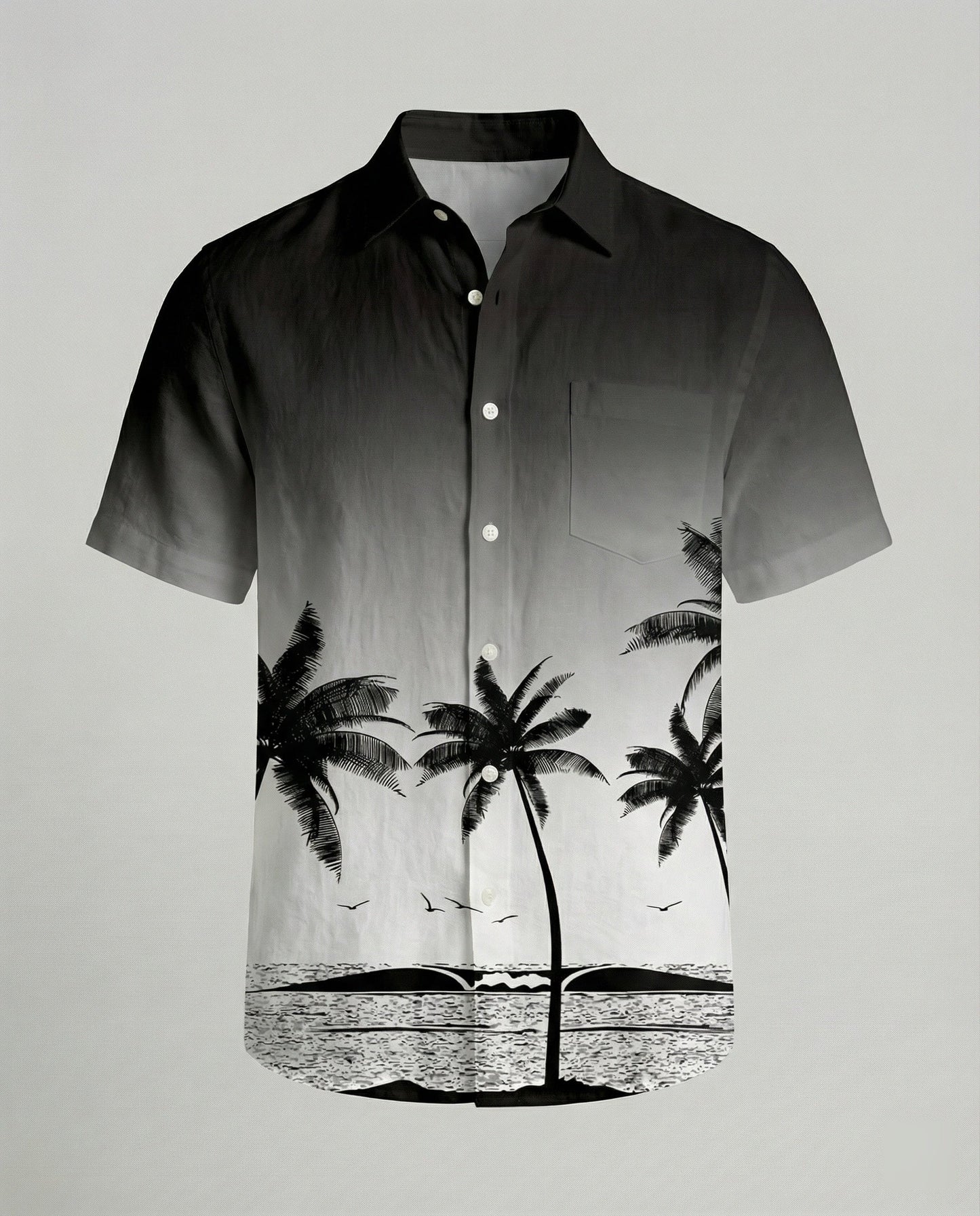 Camicia Uomo Manica Corta Cotone Stampa Palme
