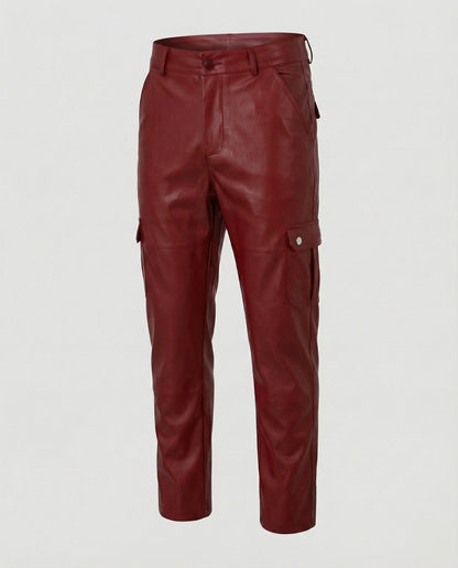Pantaloni Cargo Uomo in Ecopelle con Tasche Laterali