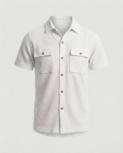 Camicia Uomo Manica Corta in Tessuto a Struttura