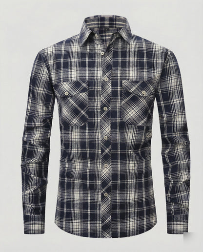 Camicia Uomo Manica Lunga Fantasia Quadri Collo Kent