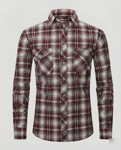 Camicia Uomo Manica Lunga Fantasia Quadri Collo Kent