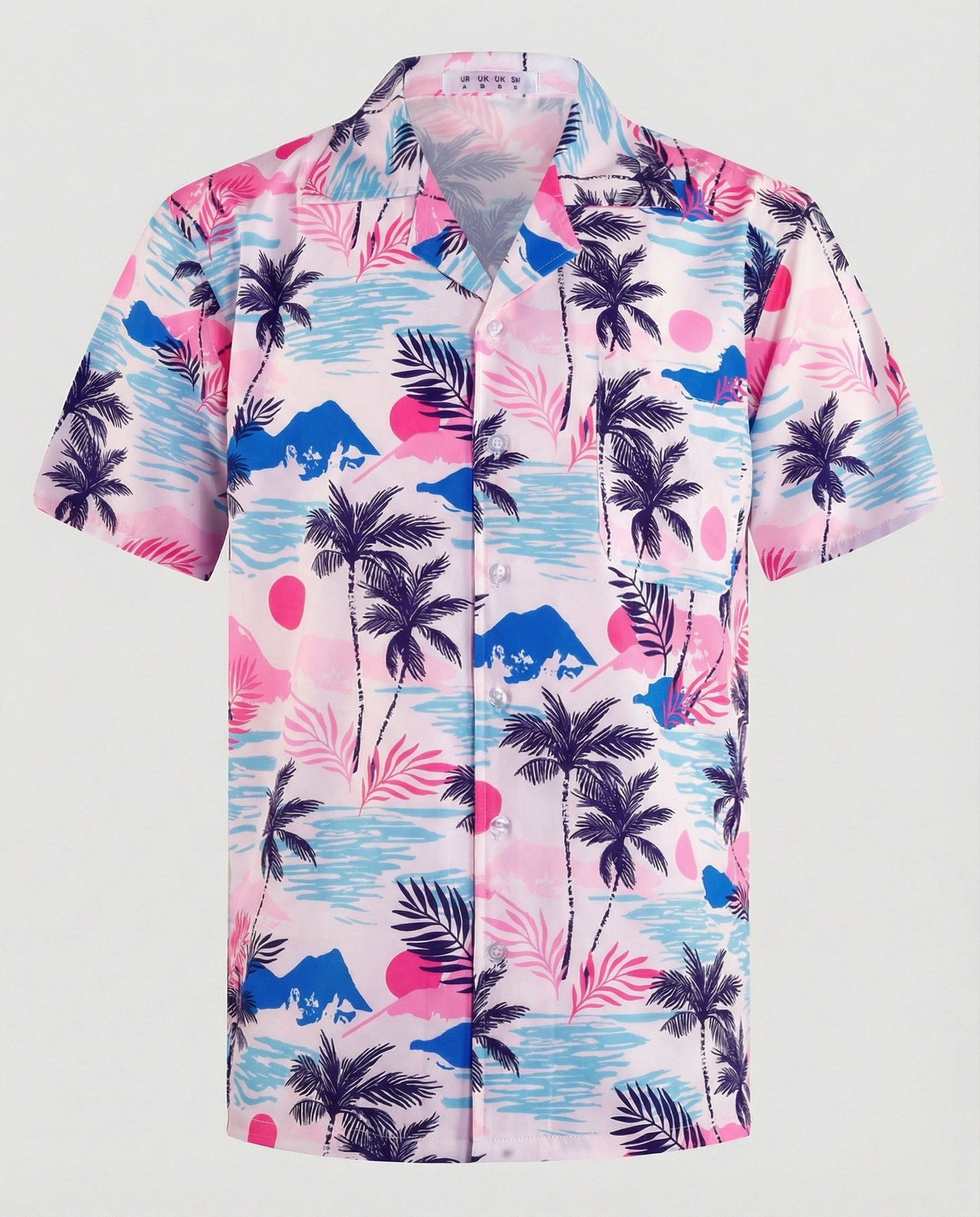 Camicia Uomo Manica Corta Cotone Stampa Palme