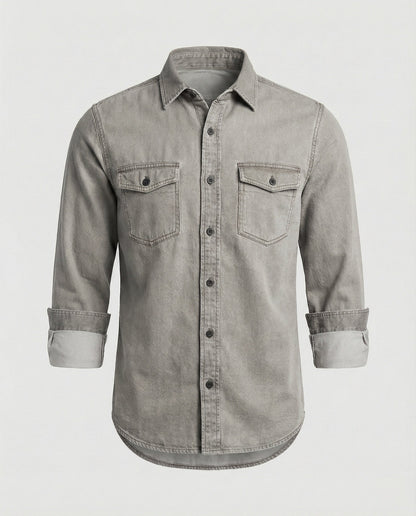 Camicia Uomo in Jeans con Tasche sul Petto Regular Fit - Brentozzi